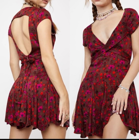 Free People It Takes Two Wrap Dress in Plum Combo